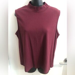 Sleeveless Burgundy Mock Neck Top